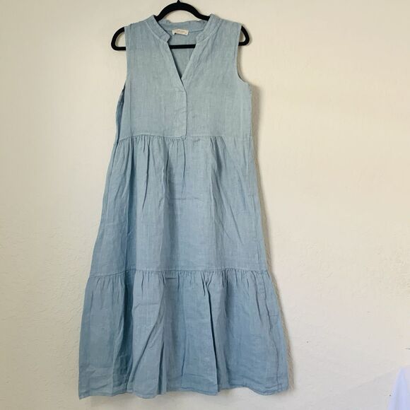 Bellambra Dress XS Italy 100% Linen Midi Maxi Oversize Coastal Lagenlook Peasant - Picture 1 of 10